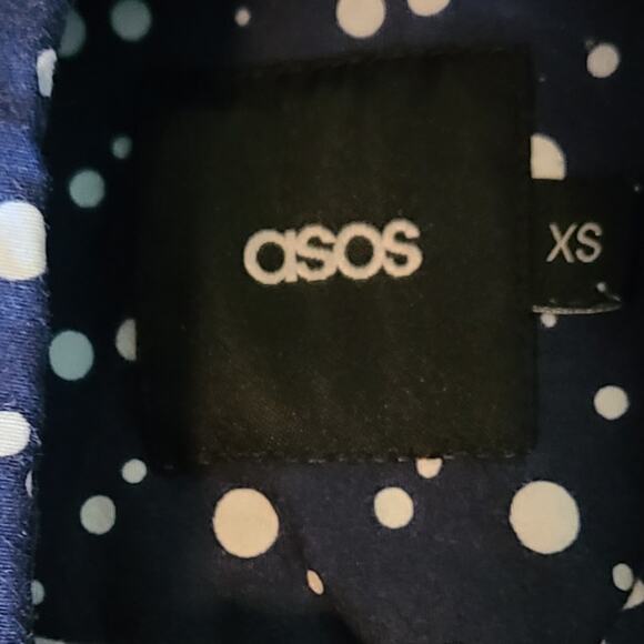 asos blue and white dot button down top size extra small - Picture 4 of 4